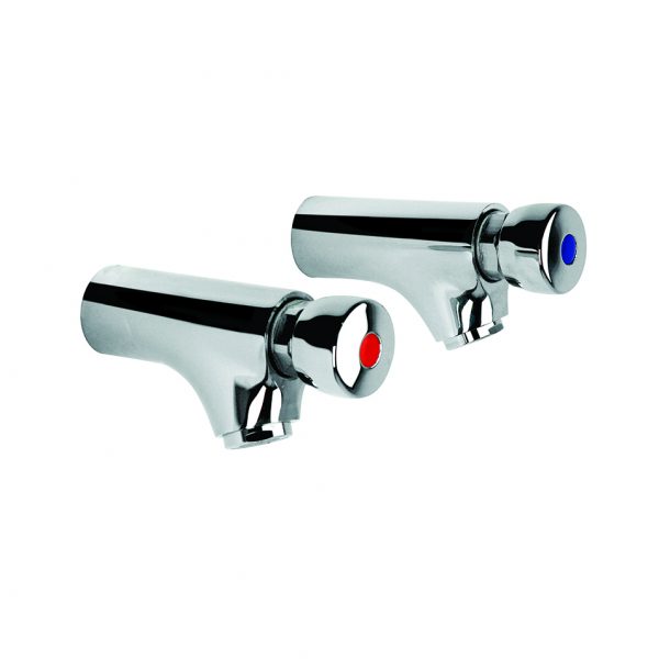 Swindale Wall Mounted Non-Concussive Bib Taps Chrome Plated-643