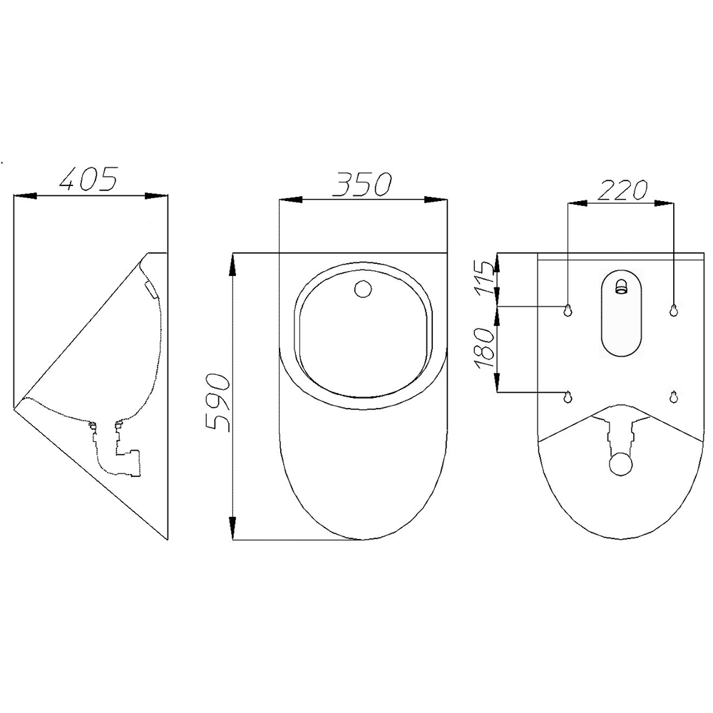 Krakow 2 Bowl Urinal, Rear inlet, Range of 1-2080